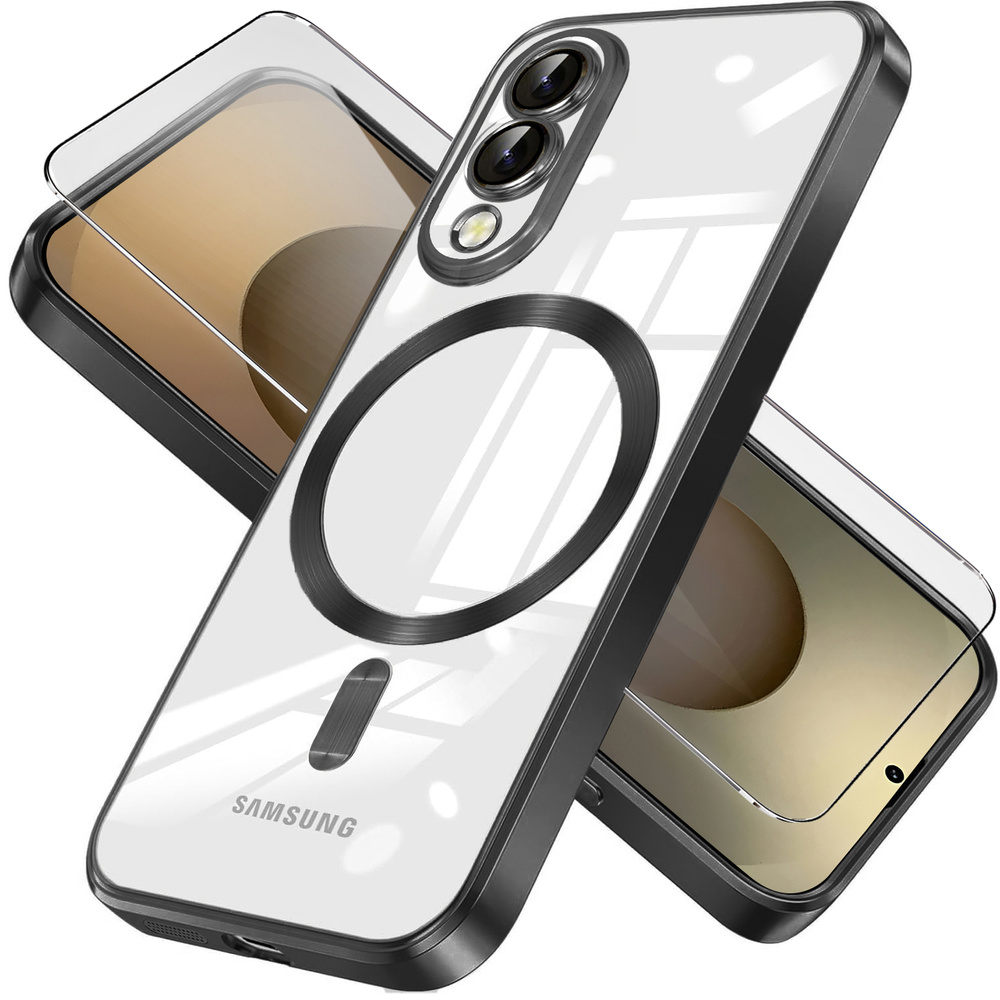 Schutzhülle Für Samsung Galaxy S25 Edge, Electro Magsafe, Schwarz + Displayschutzfolie Aus Glas