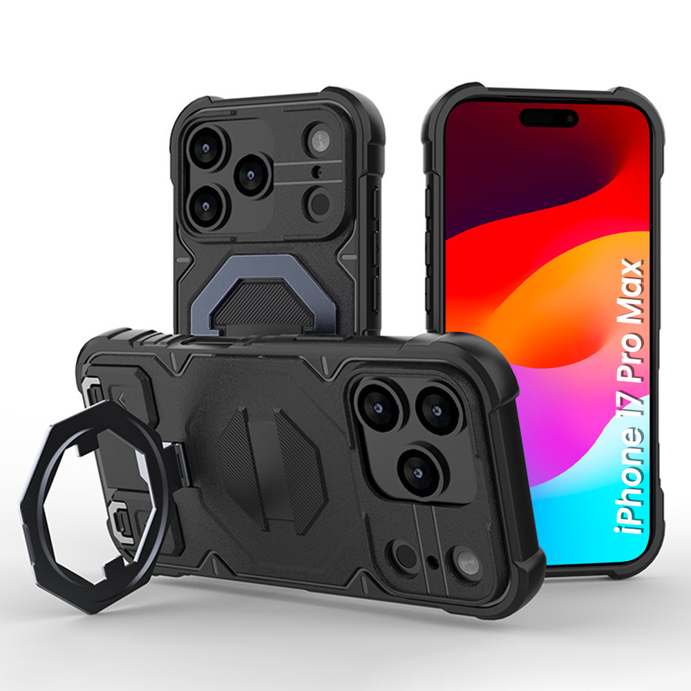 Iphone 17 Pro Max Schutzhülle, Magsafe-resistent, Mit Ständer, Schwarz