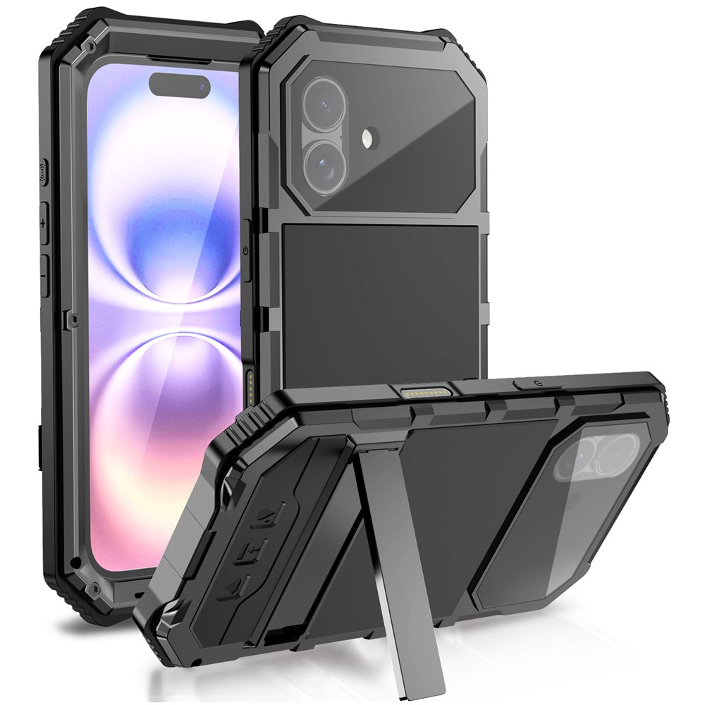 Gepanzerte Schutzhülle Für Iphone 17, R-just, Mit Ständer, Schwarz