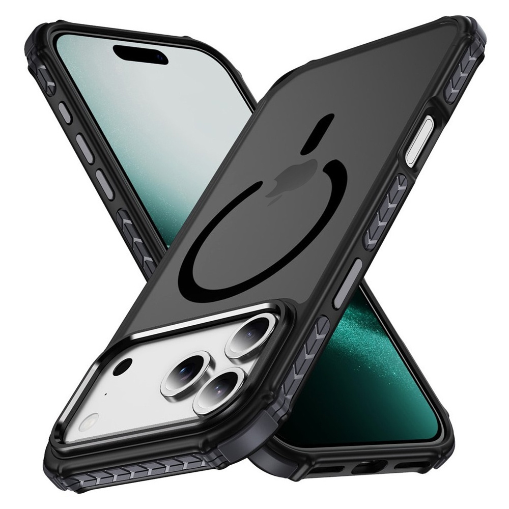Gepanzertes Case Für Iphone 18 Pro / 17 Pro, Mattes Case, Mit Magsafe-funktion, Matt Mit Schwarzem Rahmen