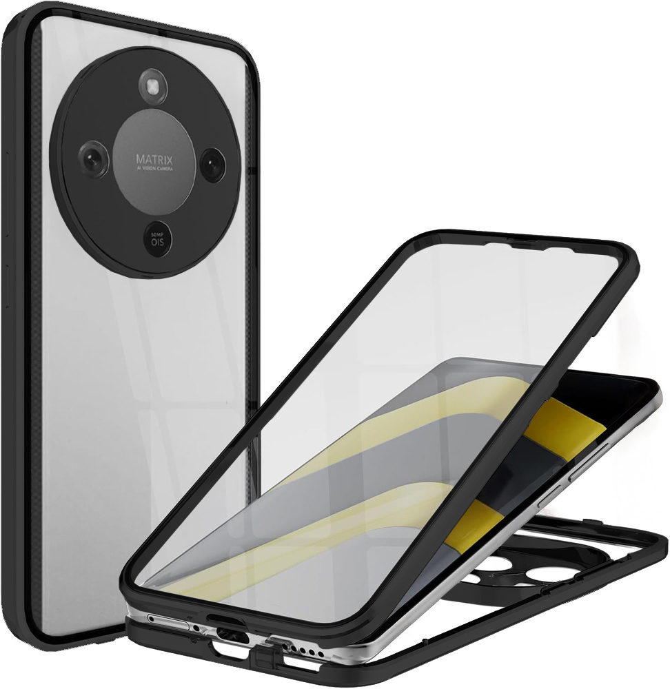 Honor Magic 8 Lite Hülle, Magnetisches Doppelglas, Schwarz