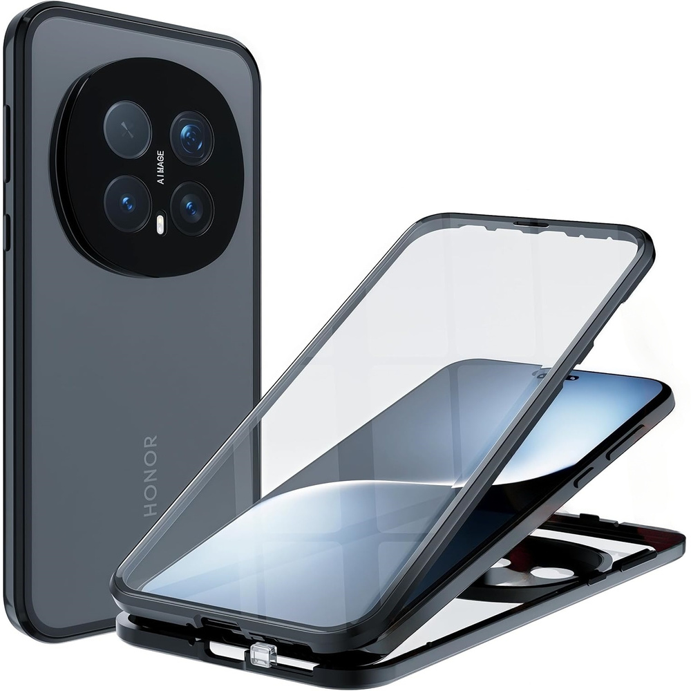 Honor Magic 8 Pro Hülle, Magnetisches Dualglas, Schwarz
