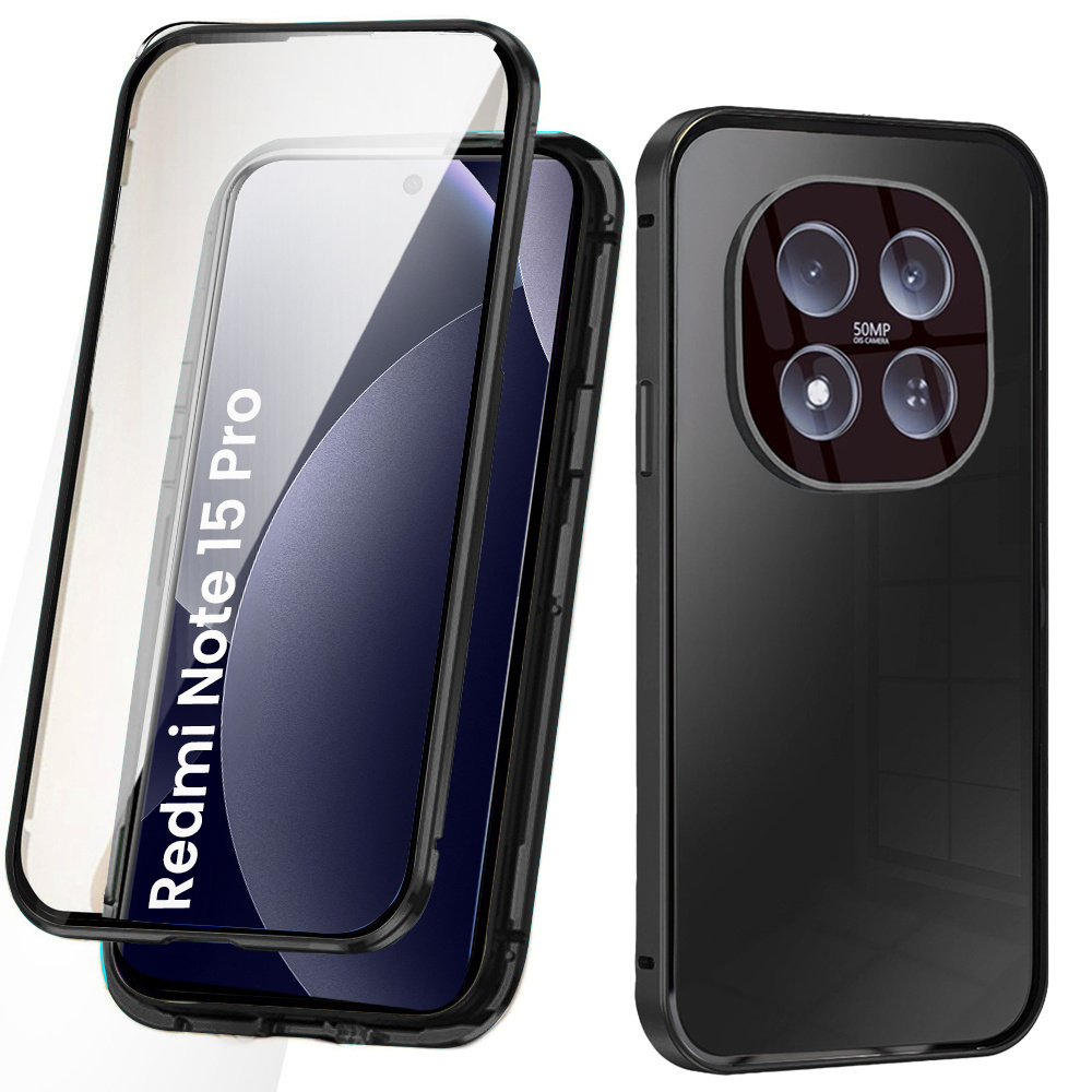 Schutzhülle Für Xiaomi Redmi Note 15 Pro 5g, Magnetisches Dualglas, Schwarz