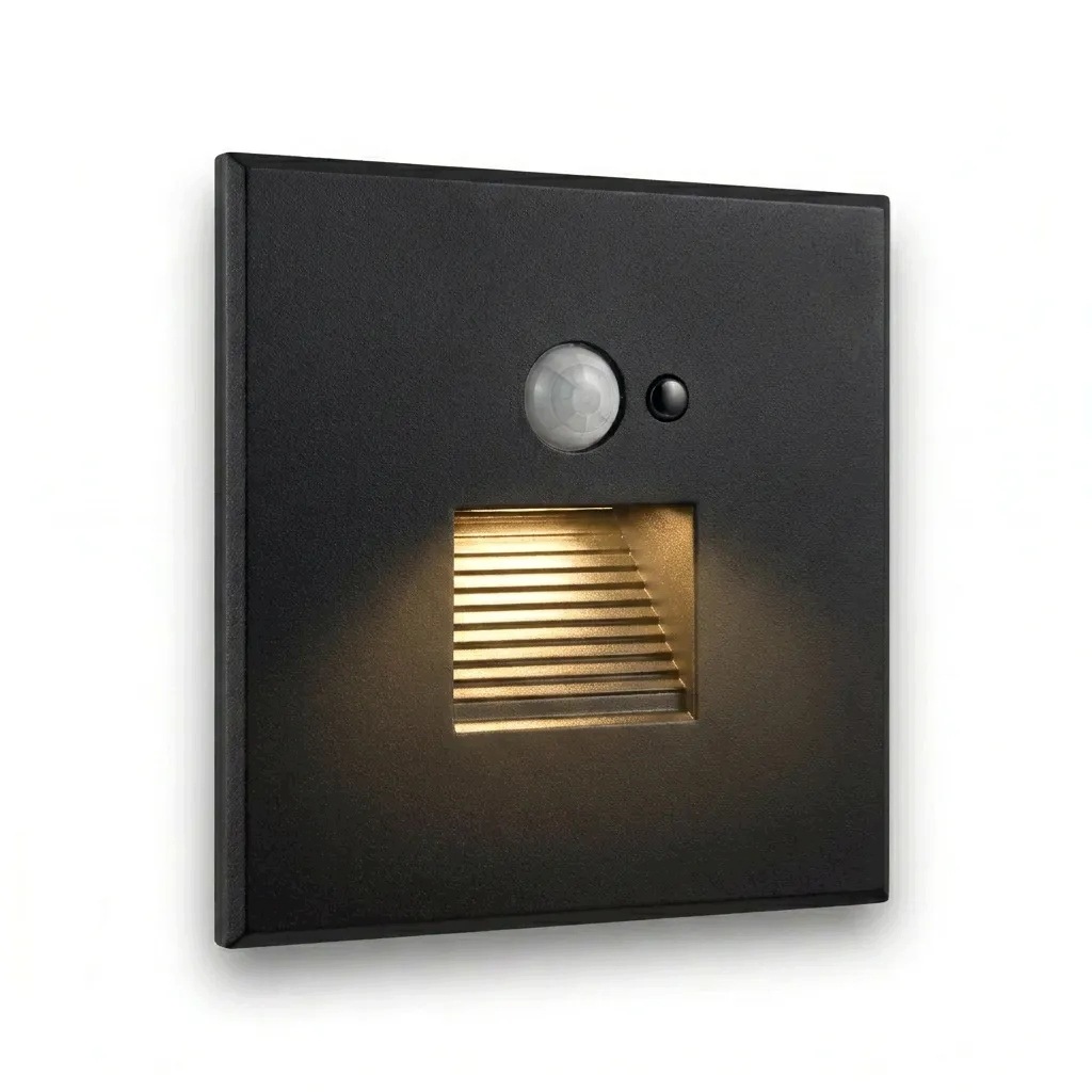 Led-treppenleuchte, Schwarz, 230 V, Aluminium, Bewegungs- Und Dämmerungssensor, 3000 K
