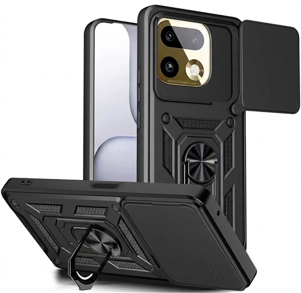 Gepanzerte Schutzhülle Für Realme 16 Pro Plus, Camshield Slide, Schwarz