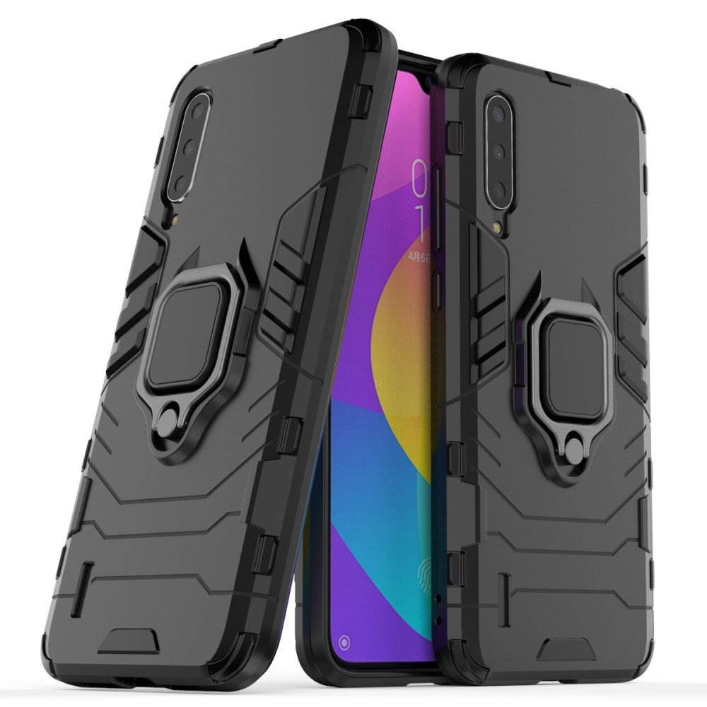 Schutzhülle Für Xiaomi Mi 9 Lite, Mit Ringständer, Schwarz