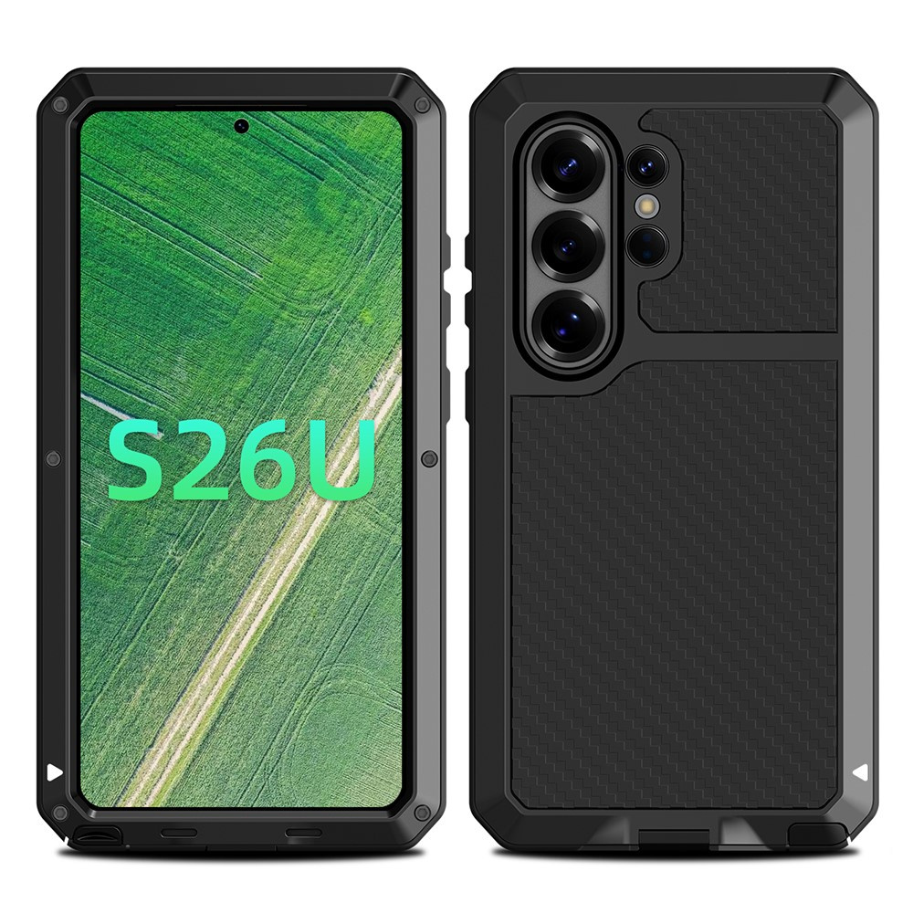Gepanzerte Schutzhülle Für Samsung Galaxy S26 Ultra, Mit Integriertem Glas, Schwarz