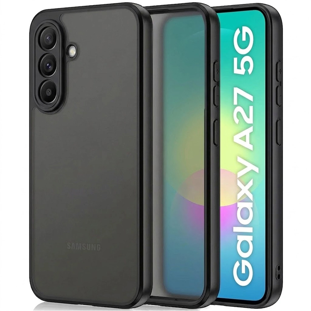 Rauchfarbene Schutzhülle Für Samsung Galaxy A27 5g, Fusion Hybrid, Schwarzer Rahmen