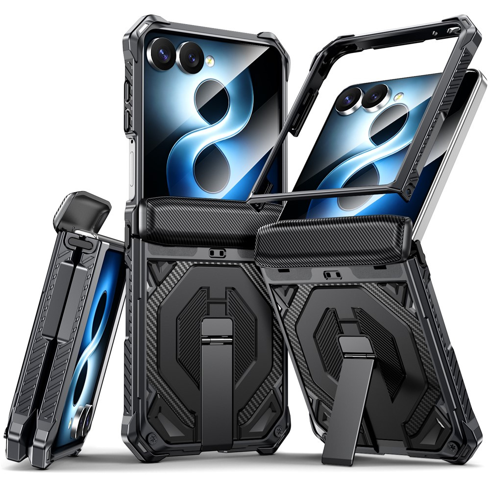 Gepanzerte Schutzhülle Für Samsung Galaxy Z Flip 8, Mit Ständer Und Scharnierabdeckung, Für Magsafe, Schwarz