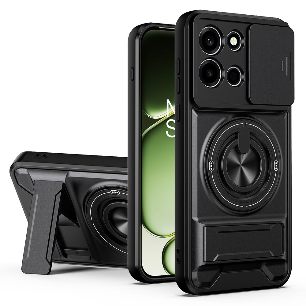 Oneplus Nord 6 Schutzhülle Mit Ringhalter Und Kameraabdeckung, Schwarz