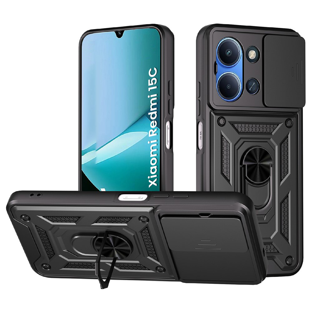 Schutzhülle Mit Schutzfunktion Für Xiaomi Redmi 15c 4g/lte, Camshield Slide, Schwarz