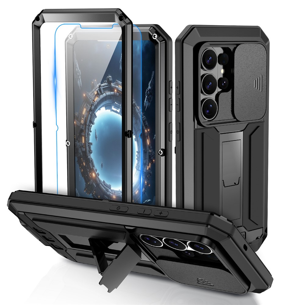Gepanzertes Gehäuse Für Samsung Galaxy S26 Ultra, R-just, Mit Kameraauslöser Und Ständer, Schwarz