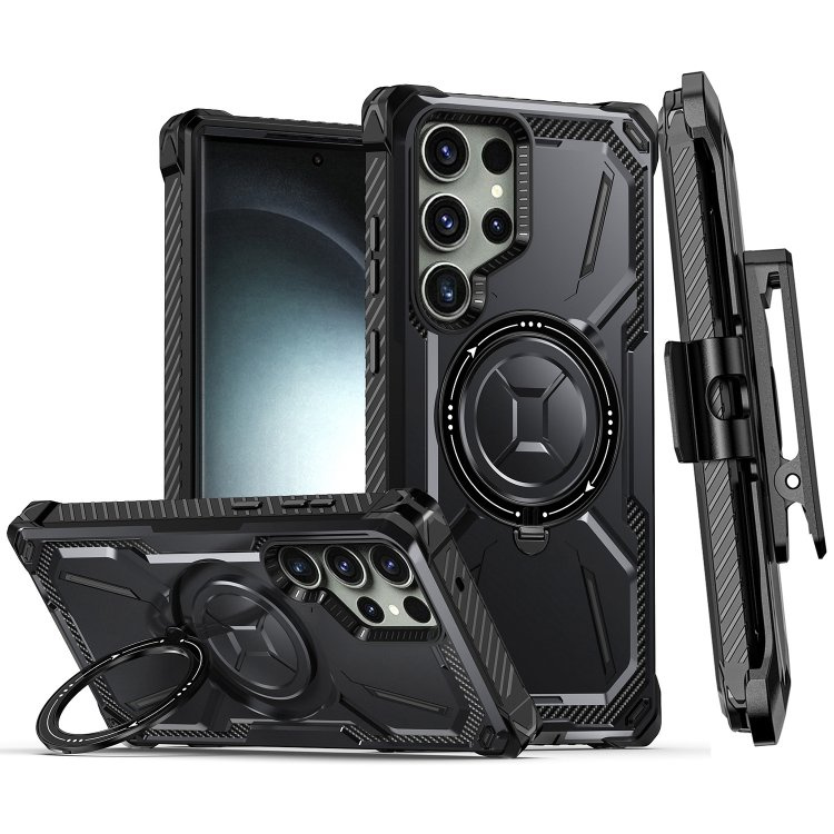 Samsung Galaxy S23 Ultra Heavy Duty Ring Case, Schwarz