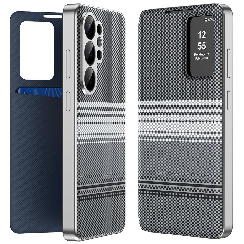 Schutzhülle Für Samsung Galaxy S26 Ultra, Mit Kartensteckplatz Und Sichtfenster, Schwarz