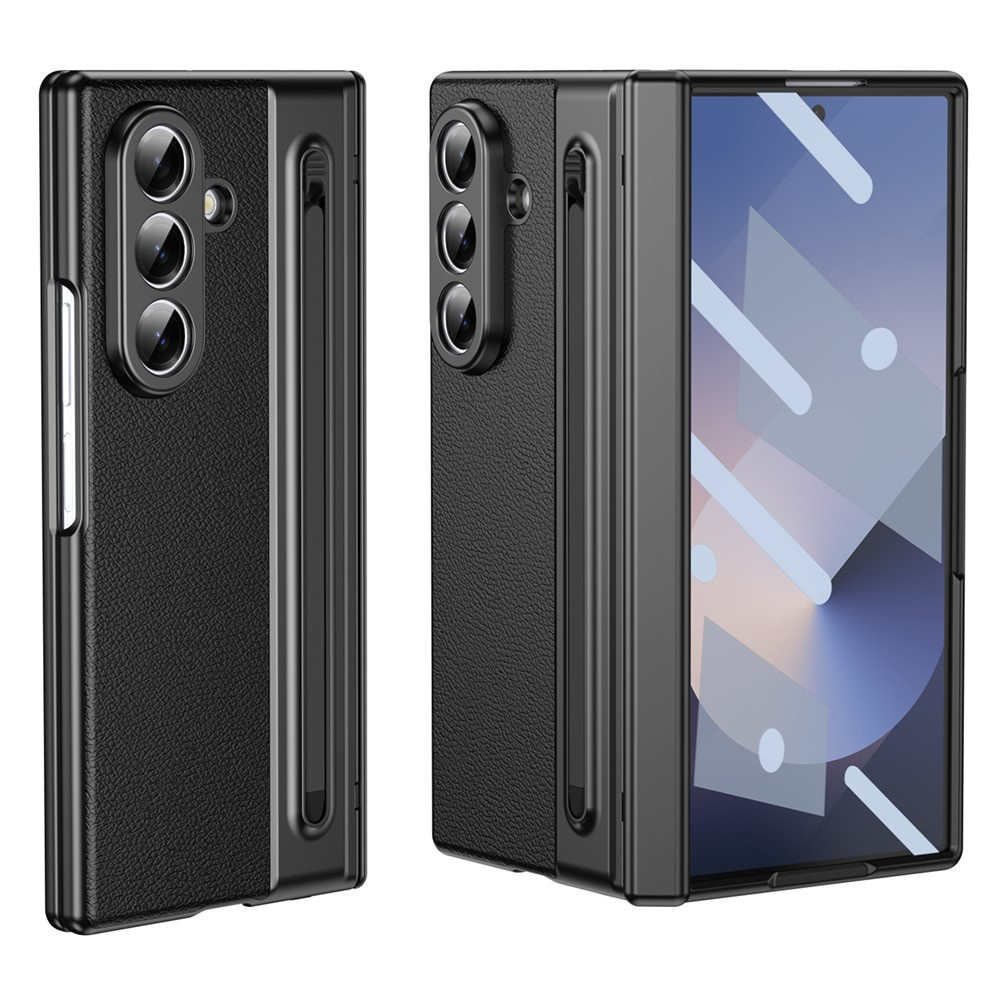 Samsung Galaxy Z Fold 8 Ultra Lederhülle Mit Glas Und Stift, Schwarz