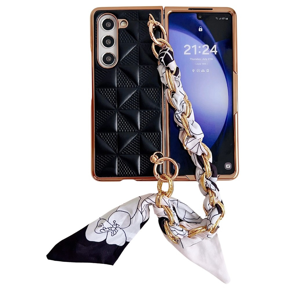 Schutzhülle Für Samsung Galaxy Z Fold6 5g, Lederoptik, Schwarz