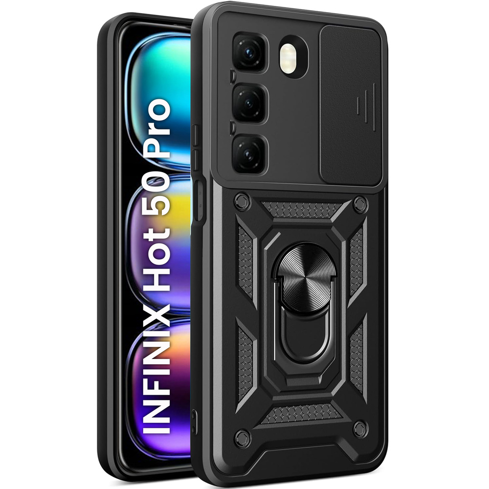 Gepanzerte Schutzhülle Für Infinix Hot 50 Pro 4g, Camshield Slide, Schwarz