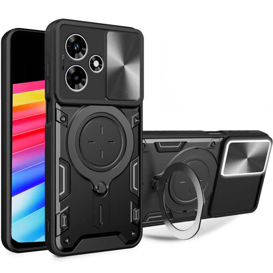 Schutzhülle Mit Schutzfunktion Für Infinix Hot 30 4g, Camshield Slide, Schwarz