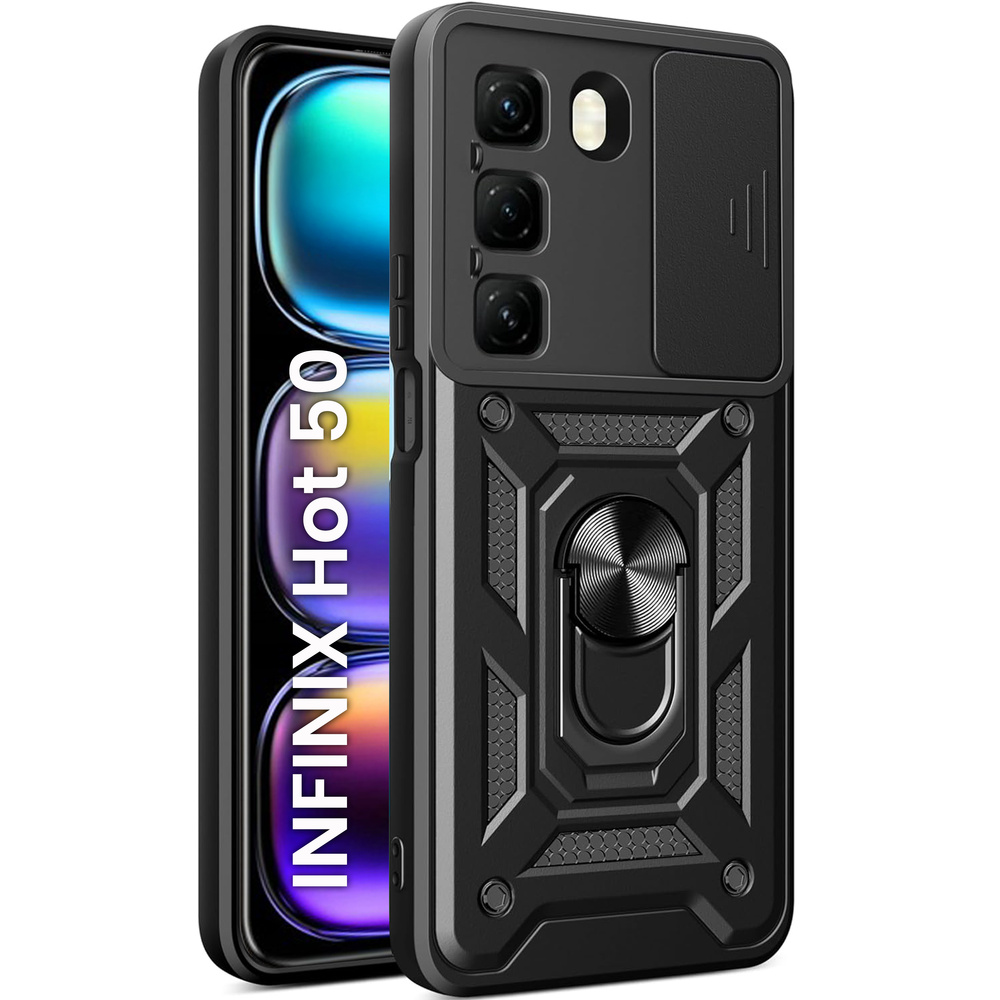 Gepanzerte Schutzhülle Für Infinix Hot 50 4g, Camshield Slide, Schwarz