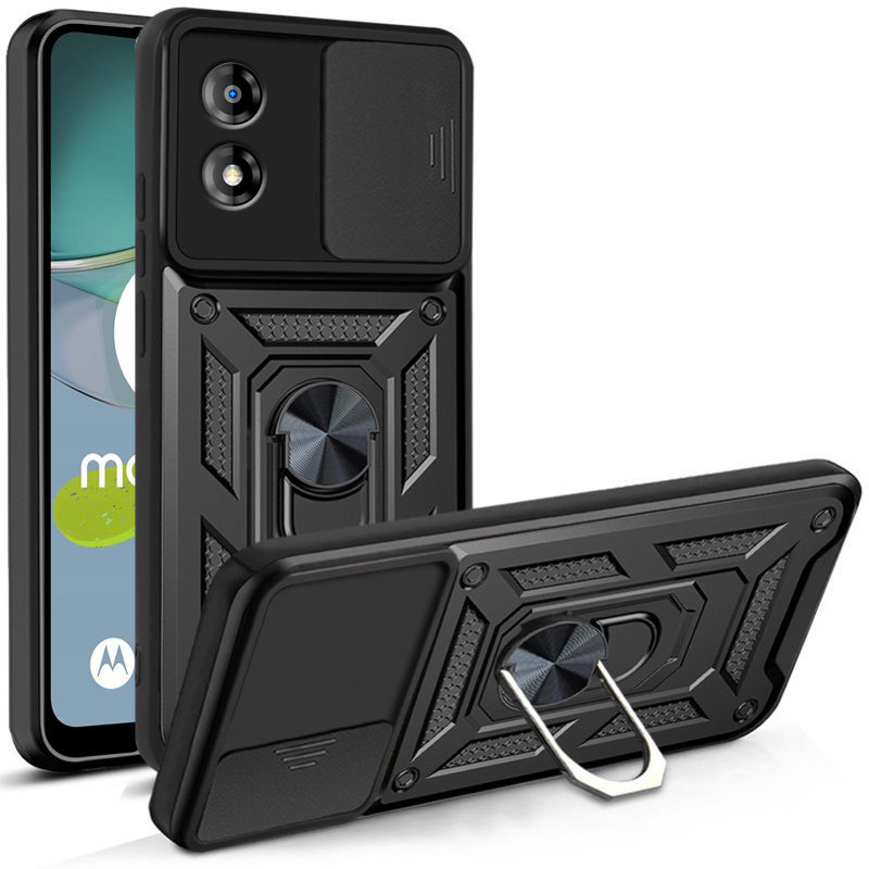 Gepanzertes Gehäuse Für Motorola Moto E13, Camshield Slide, Schwarz