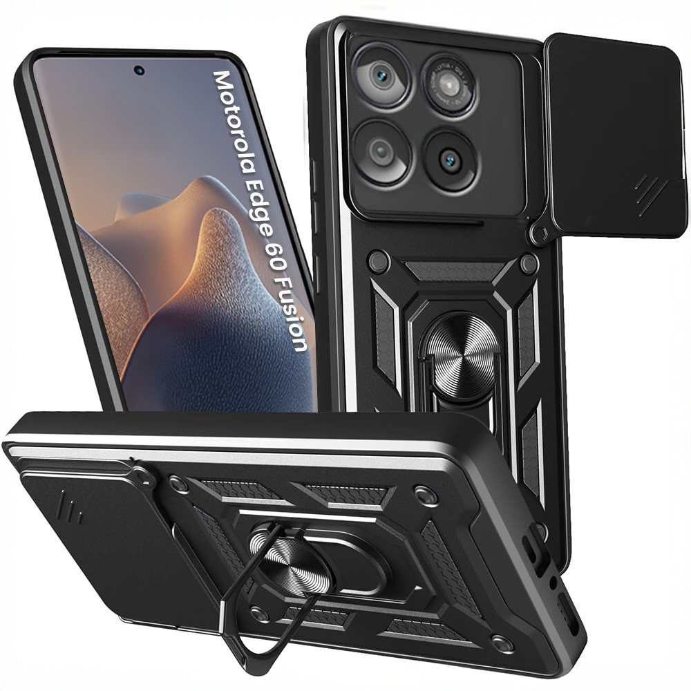 Gepanzerte Schutzhülle Für Motorola Edge 60 / 60 Fusion, Camshield Slide, Schwarz