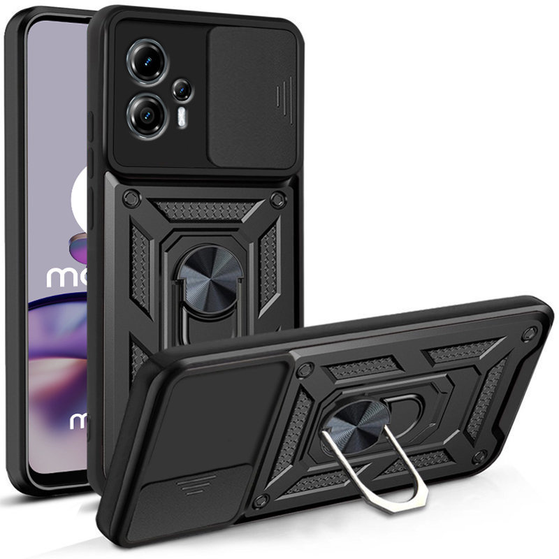 Gepanzertes Gehäuse Für Motorola Moto G13 / G23, Camshield Slide, Schwarz