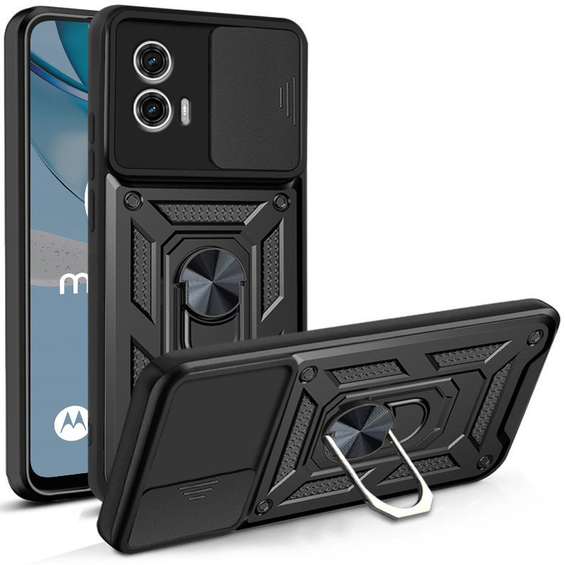 Gepanzerte Schutzhülle Für Motorola Moto G53 5g, Camshield Slide, Schwarz