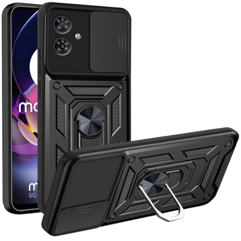 Gepanzerte Schutzhülle Für Motorola Moto G54 5g, Camshield Slide, Schwarz