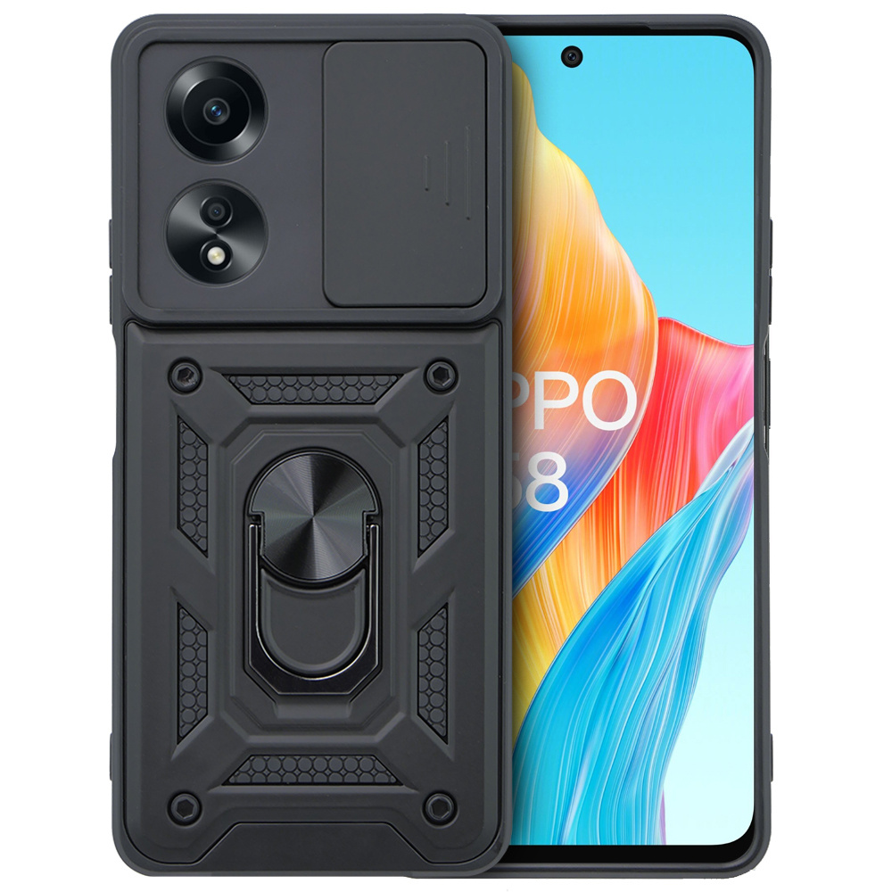 Gepanzerte Schutzhülle Für Oppo A58 4g, Camshield Slide, Schwarz