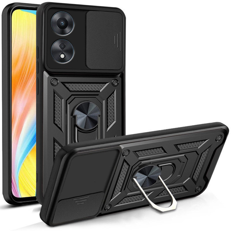 Gepanzerte Schutzhülle Für Oppo A98 5g, Camshield Slide, Schwarz