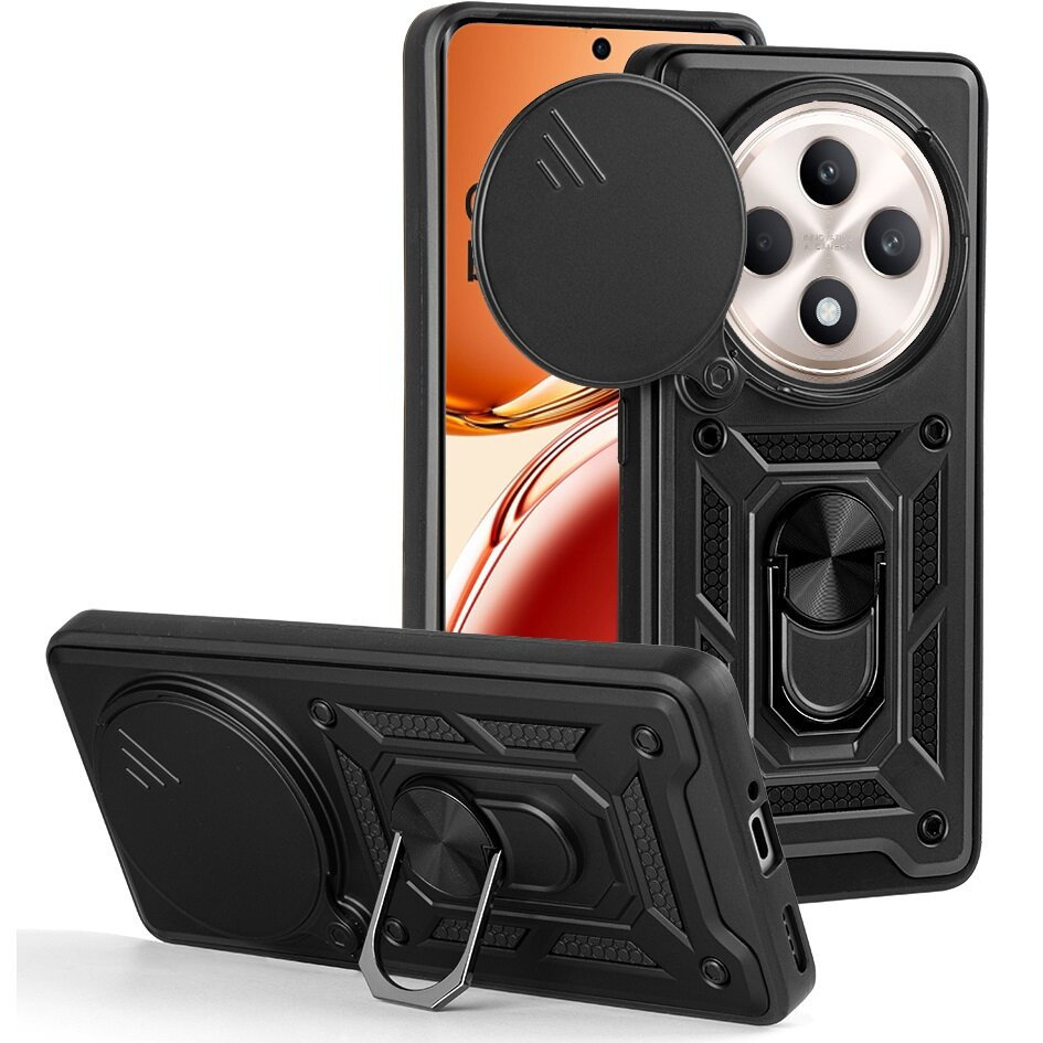 Gepanzerte Schutzhülle Für Oppo Reno 12fs / Oppo Reno 12f, Camshield Slide, Schwarz