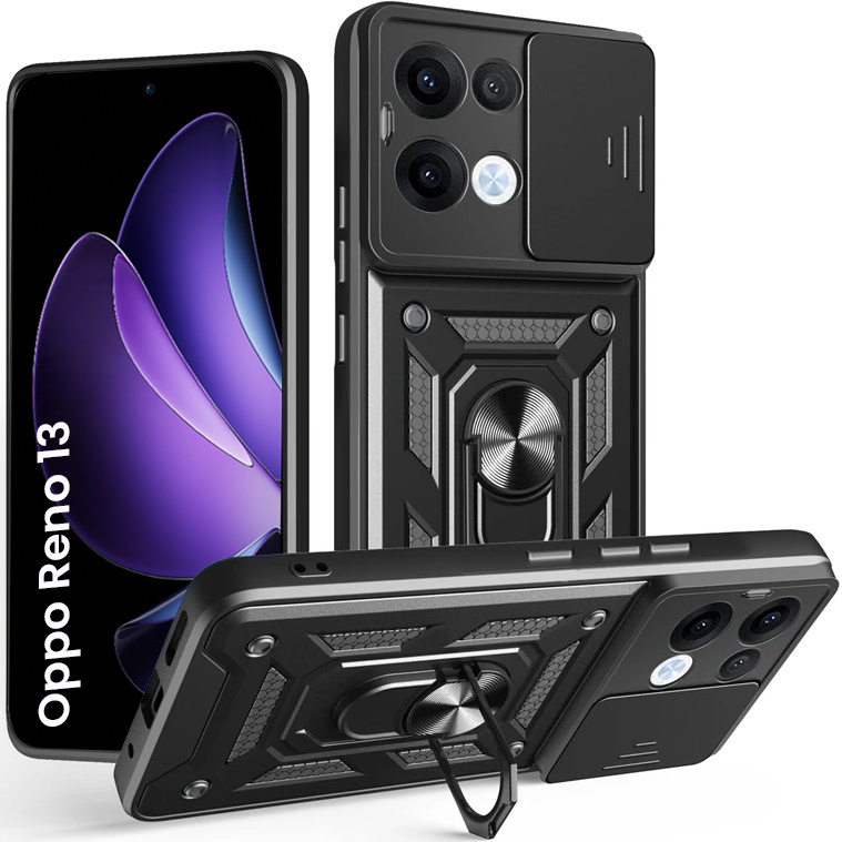 Gepanzertes Gehäuse Für Oppo Reno 13, Camshield Slide, Schwarz