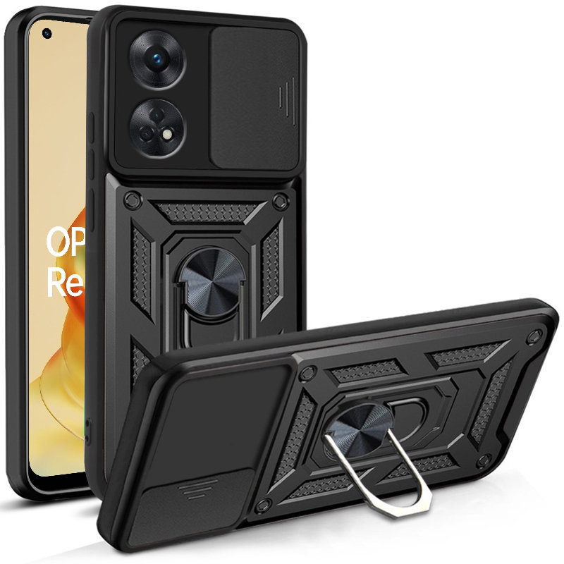Gepanzerte Schutzhülle Für Oppo Reno8 T, Camshield Slide, Schwarz