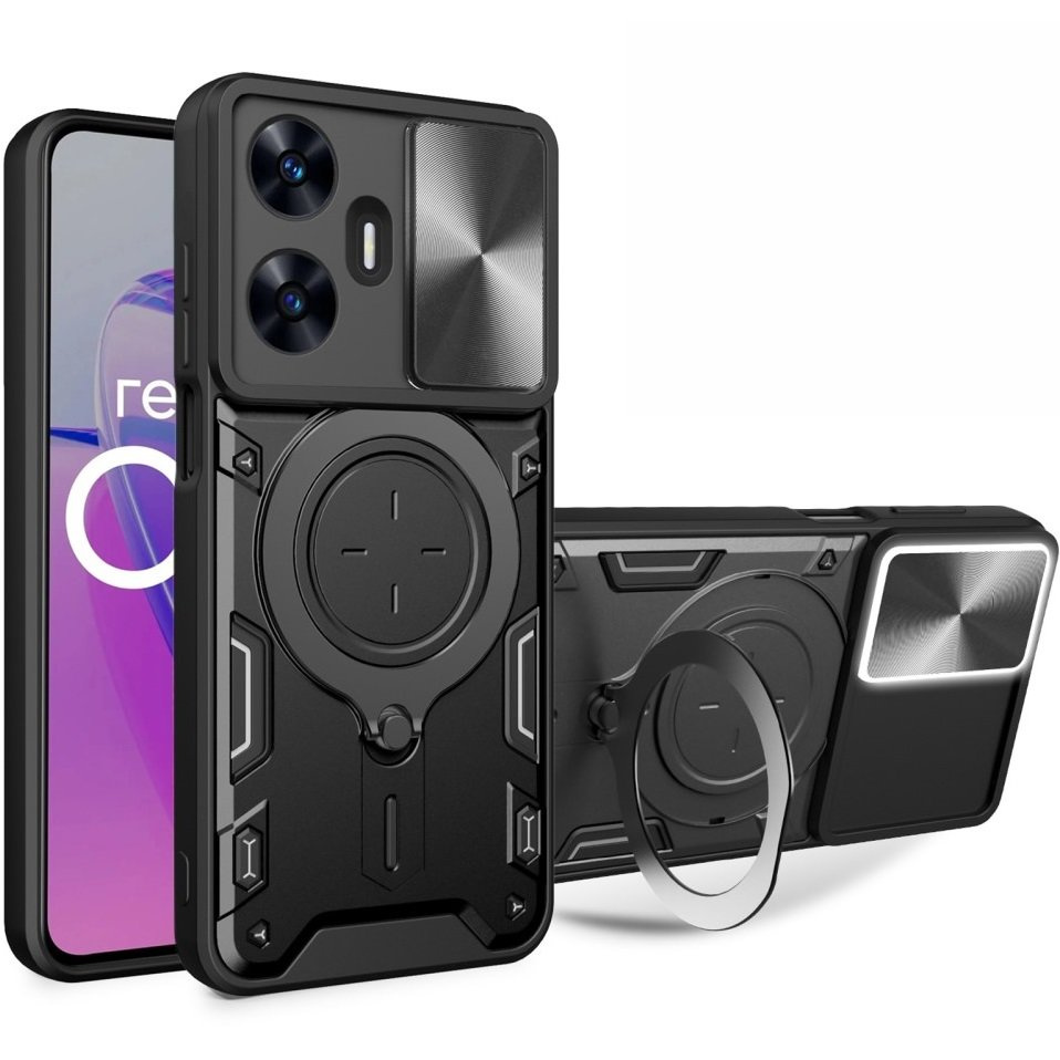Gepanzertes Gehäuse Für Realme C55, Camshield Slide, Schwarz