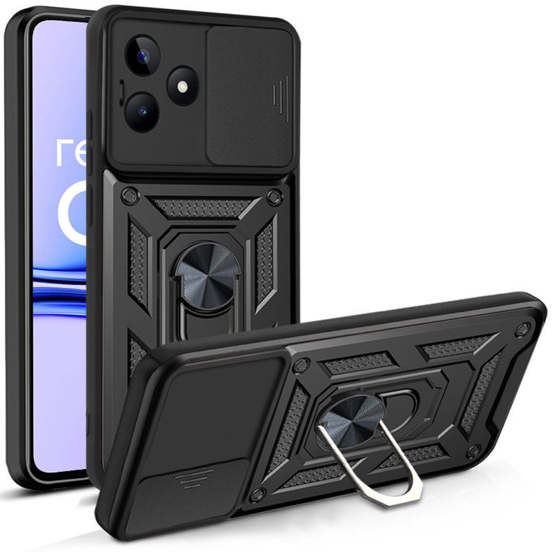 Gepanzerte Schutzhülle Für Realme C53 4g, Camshield Slide, Schwarz