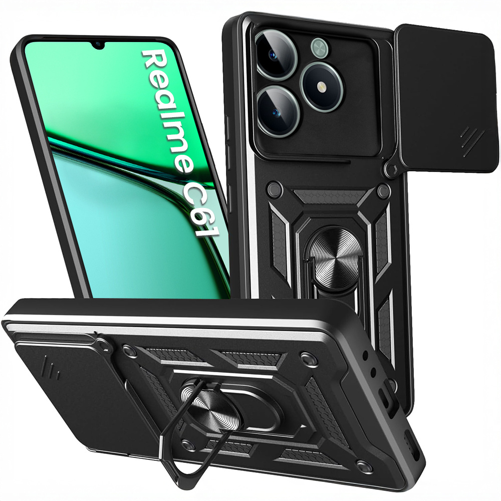 Gepanzertes Gehäuse Für Realme C61, Camshield Slide, Schwarz