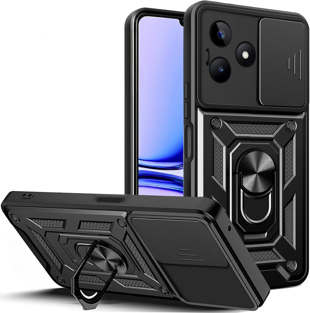 Gepanzerte Schutzhülle Für Realme Note 50, Camshield Slide, Schwarz