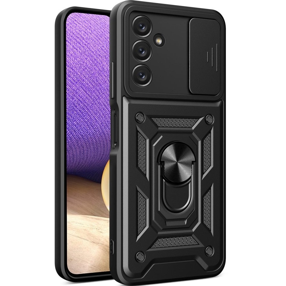 Gepanzerte Schutzhülle Für Samsung Galaxy A14 4g/5g, Camshield Slide, Schwarz