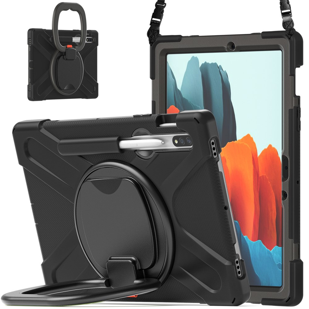 Schutzhülle Für Samsung Galaxy Tab S10 Lite / S10 Fe / S9 Fe / S9 / S8 / S7, Gepanzert, 360° Drehbar, Schwarz