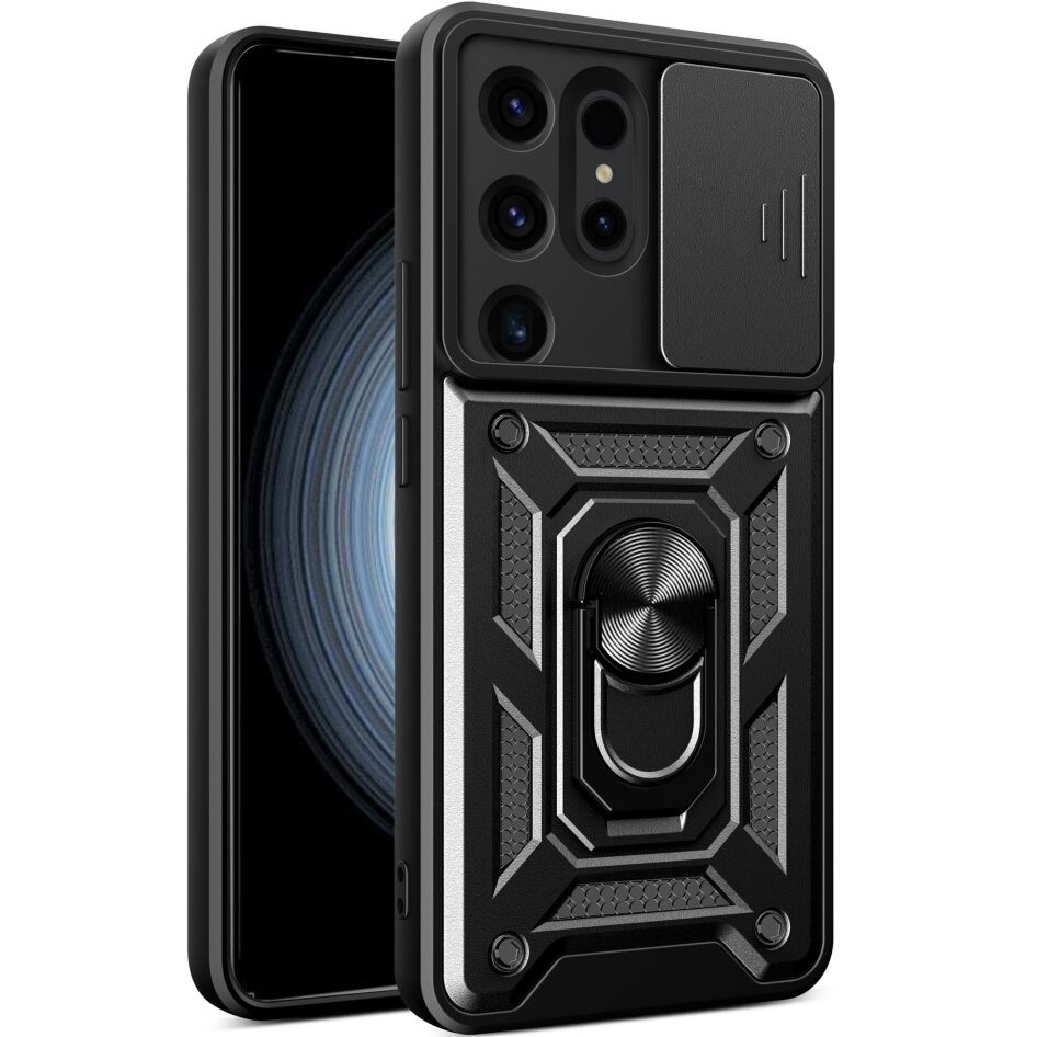 Gepanzerte Schutzhülle Für Samsung Galaxy S24 Ultra, Camshield Slide, Schwarz