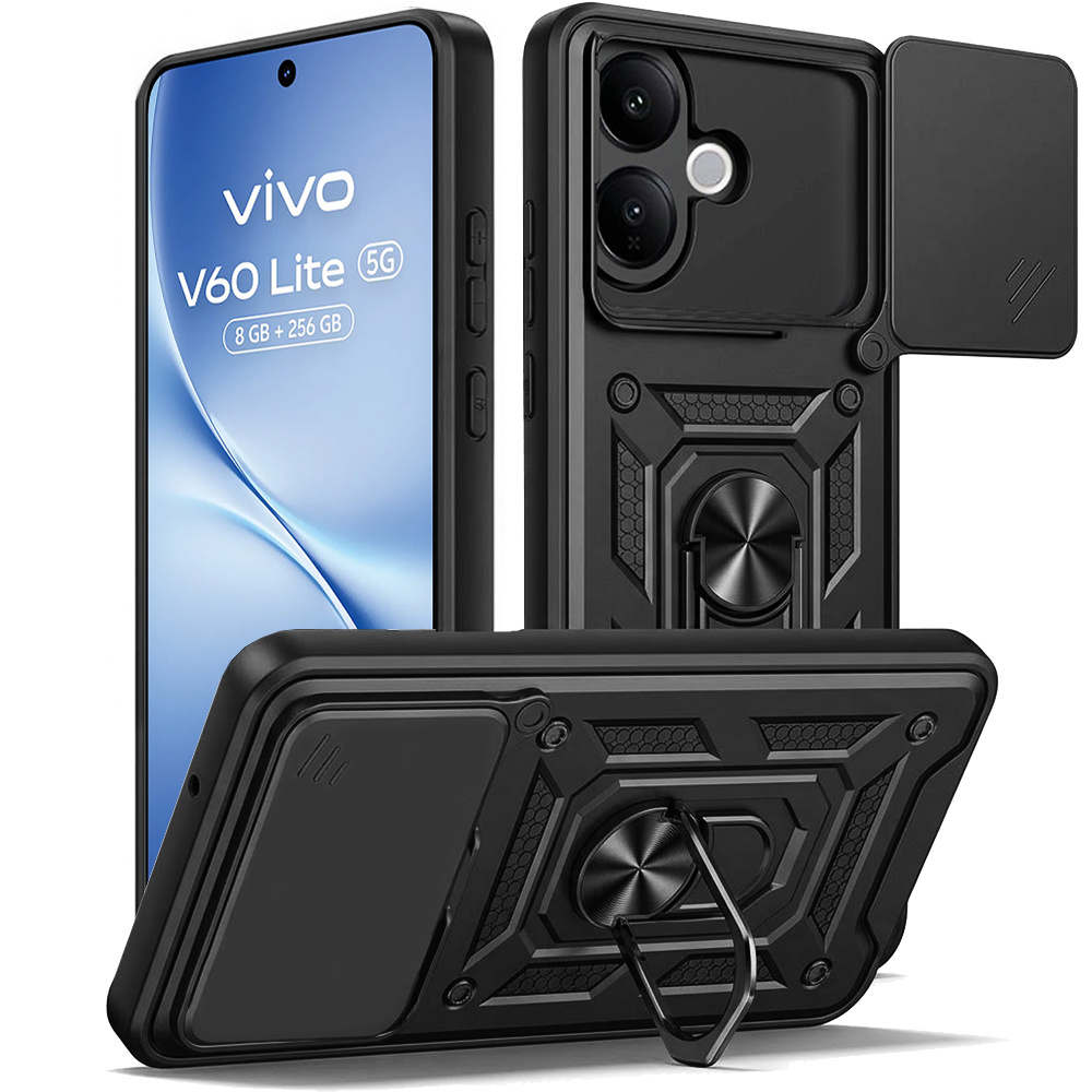Gepanzerte Schutzhülle Für Vivo V60 Lite 5g, Camshield Slide, Schwarz