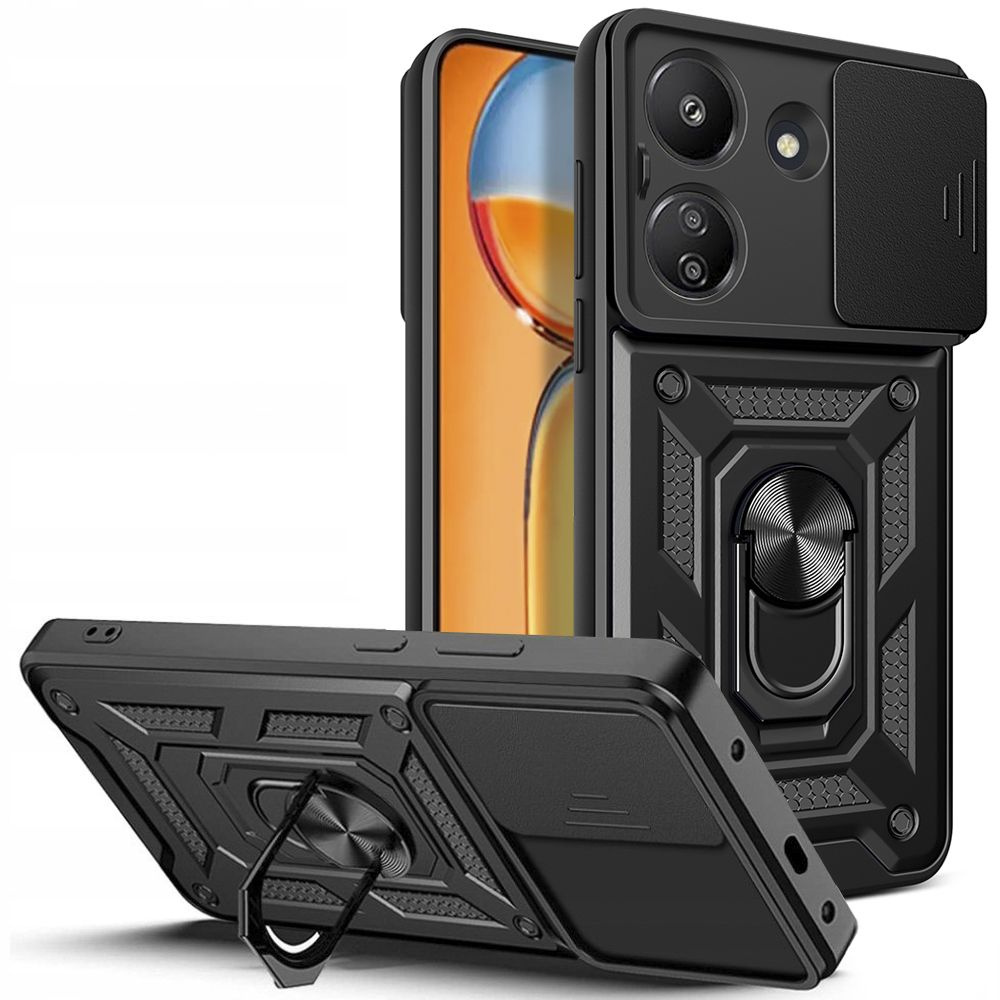 Schutzhülle Mit Schutzfunktion Für Xiaomi Redmi 13c / Poco C65, Camshield Slide, Schwarz
