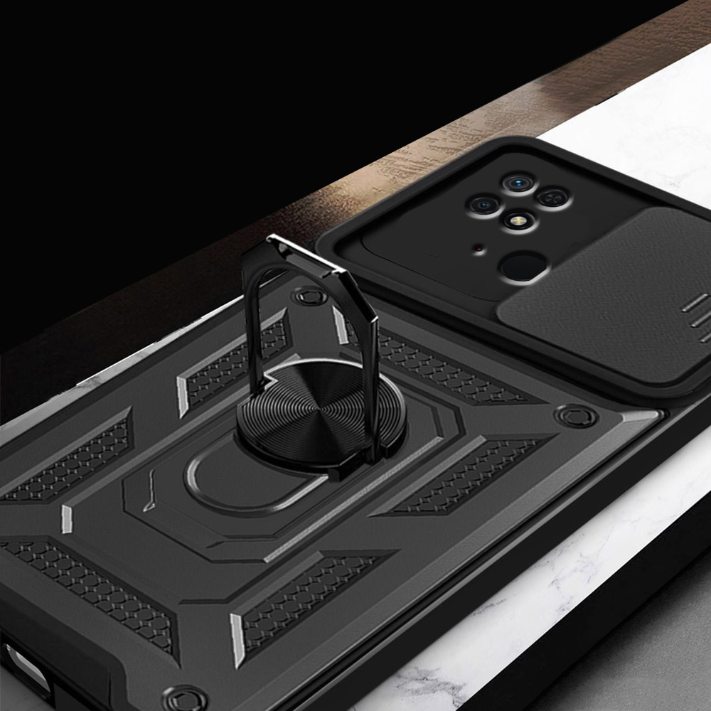 Schutzhülle Mit Schutzfunktion Für Xiaomi Redmi 10c, Camshield Slide, Schwarz