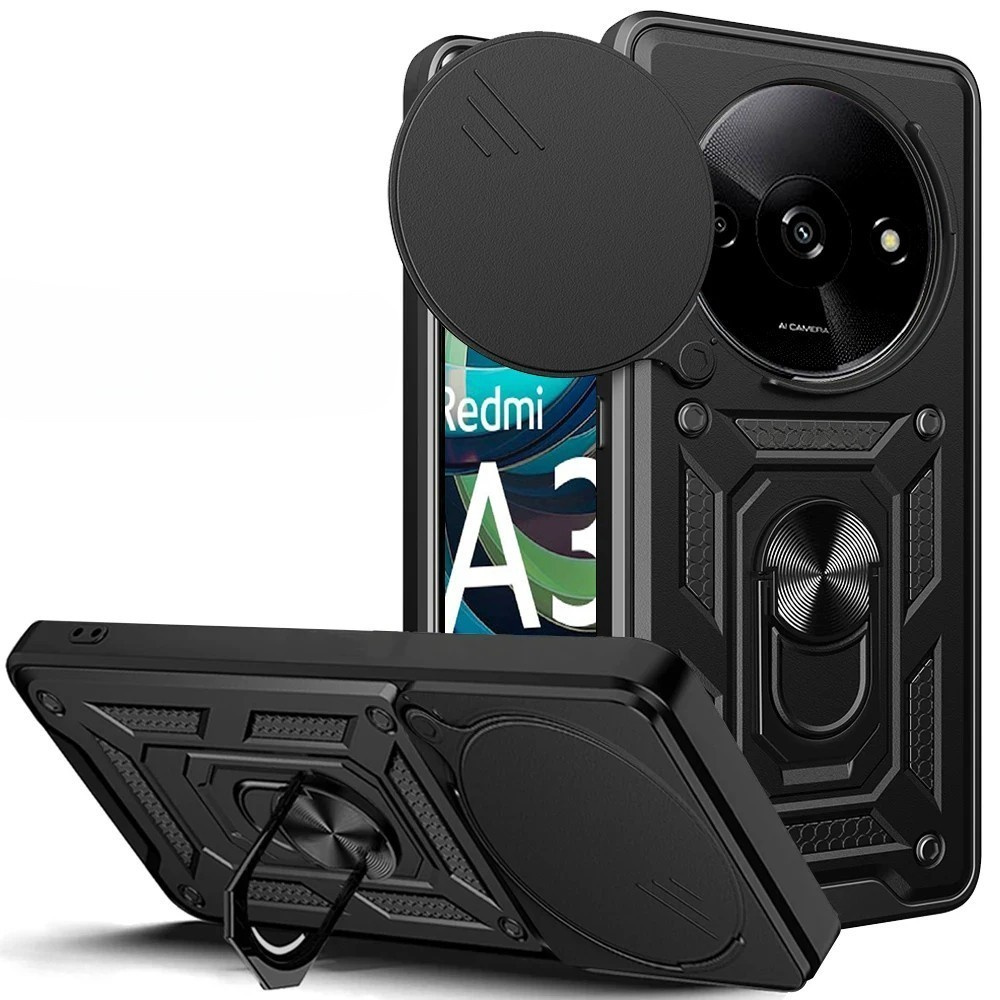 Schutzhülle Mit Schutzfunktion Für Xiaomi Redmi A3, Camshield Slide, Schwarz