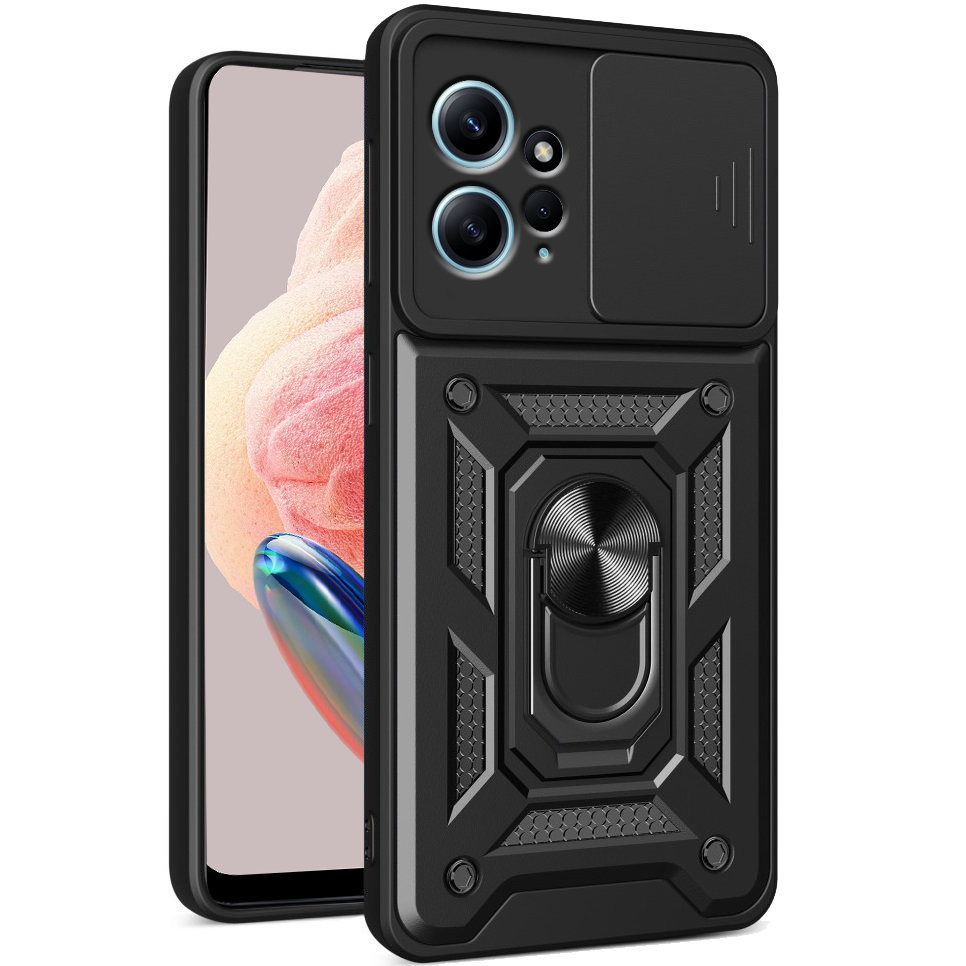Gepanzerte Schutzhülle Für Xiaomi Redmi Note 12 4g, Camshield Slide, Schwarz