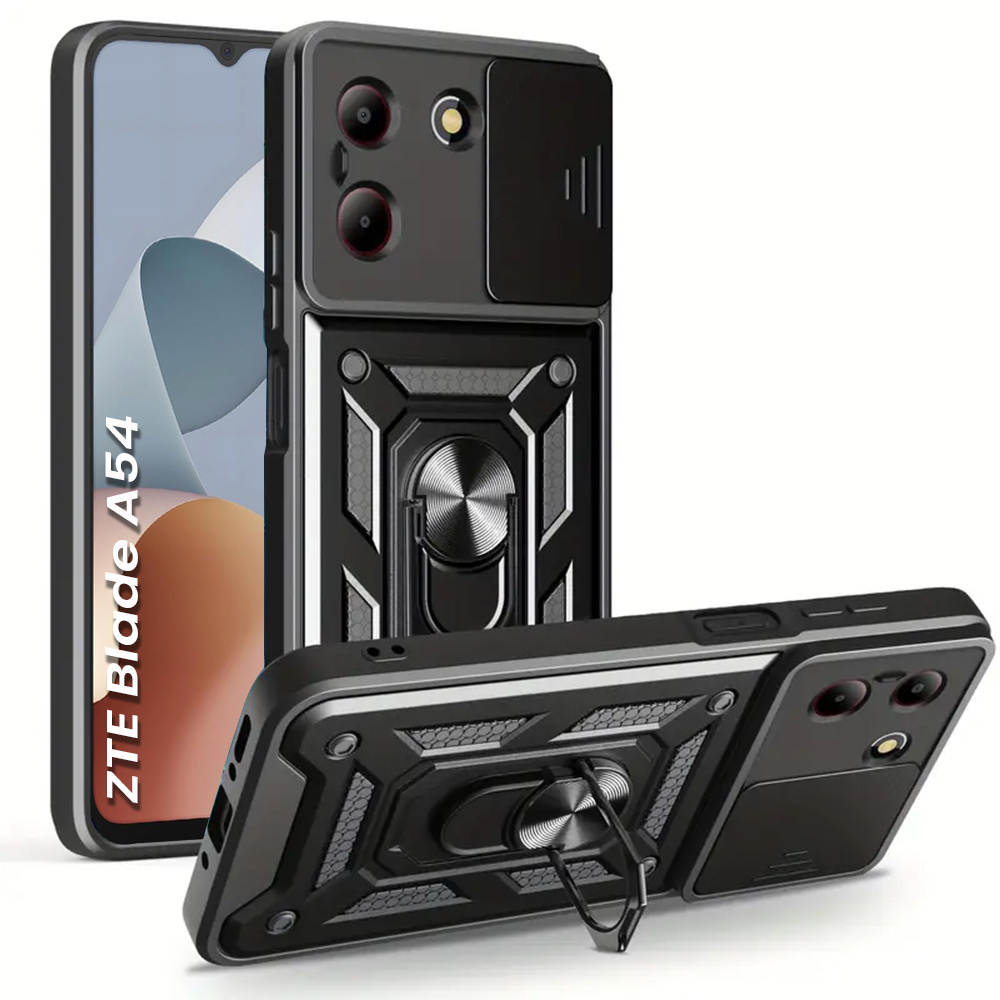 Gepanzertes Gehäuse Für Zte Blade A54, Camshield Slide, Schwarz