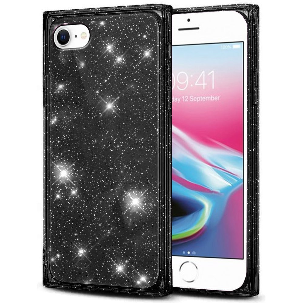 Quadratische Glitzerhülle Für Iphone 7/8/se 2020/se 2022, Schwarz