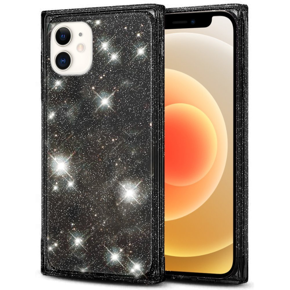 Quadratische Glitzerhülle Für Iphone 12, Schwarz