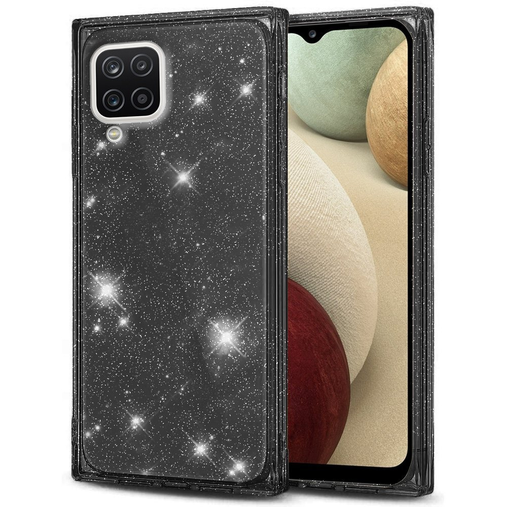 Glitzernde Quadratische Hülle Für Samsung Galaxy A12 / M12 / A12 2021, Schwarz
