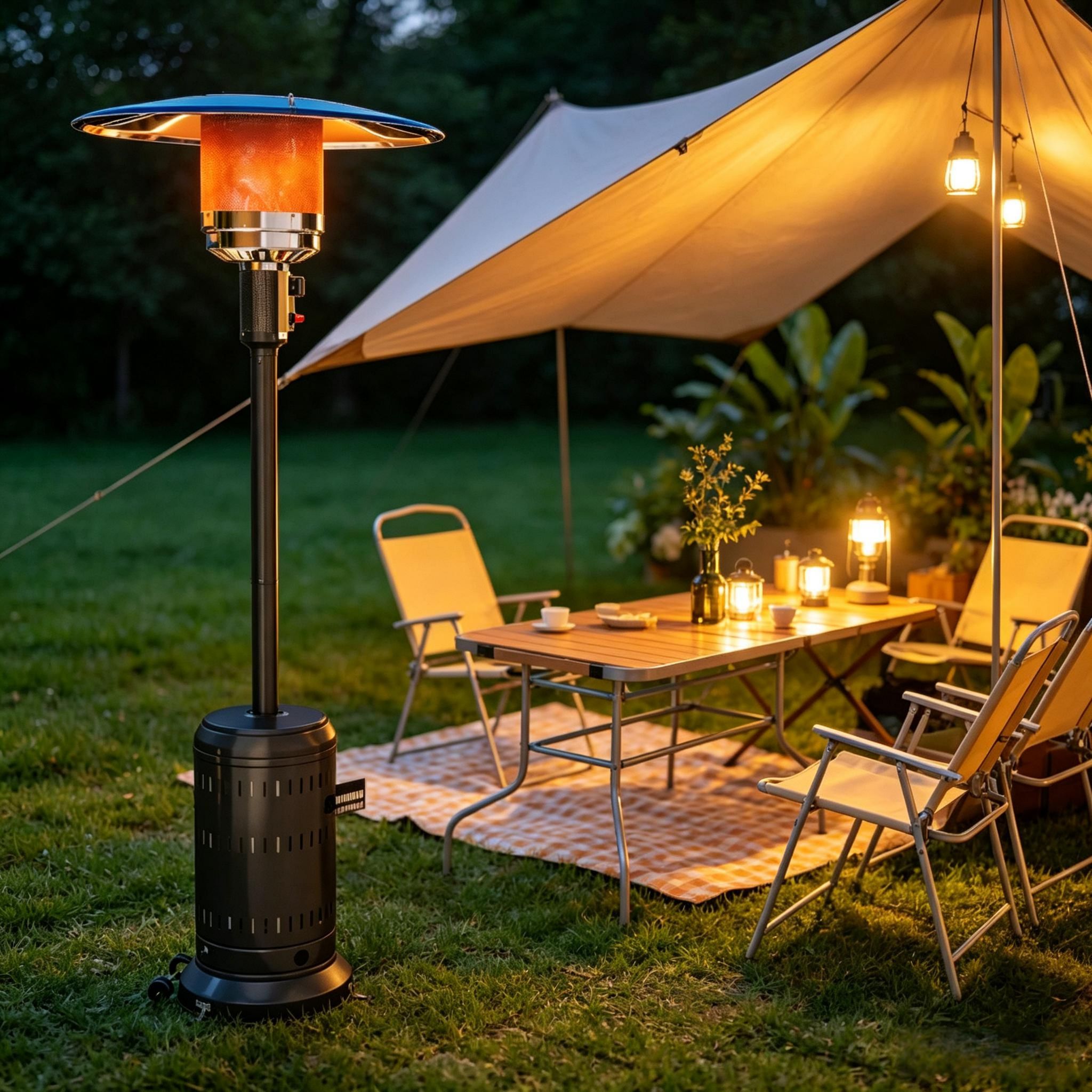 Tragbarer Gas-heizschirm 11 Kw Mit Regelbaren Heizstufen, Gas-terrassenheizer Für Garten, Terrasse Und Außenbereich